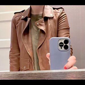 Brown mustard leather Jacket Zara Woman Size S